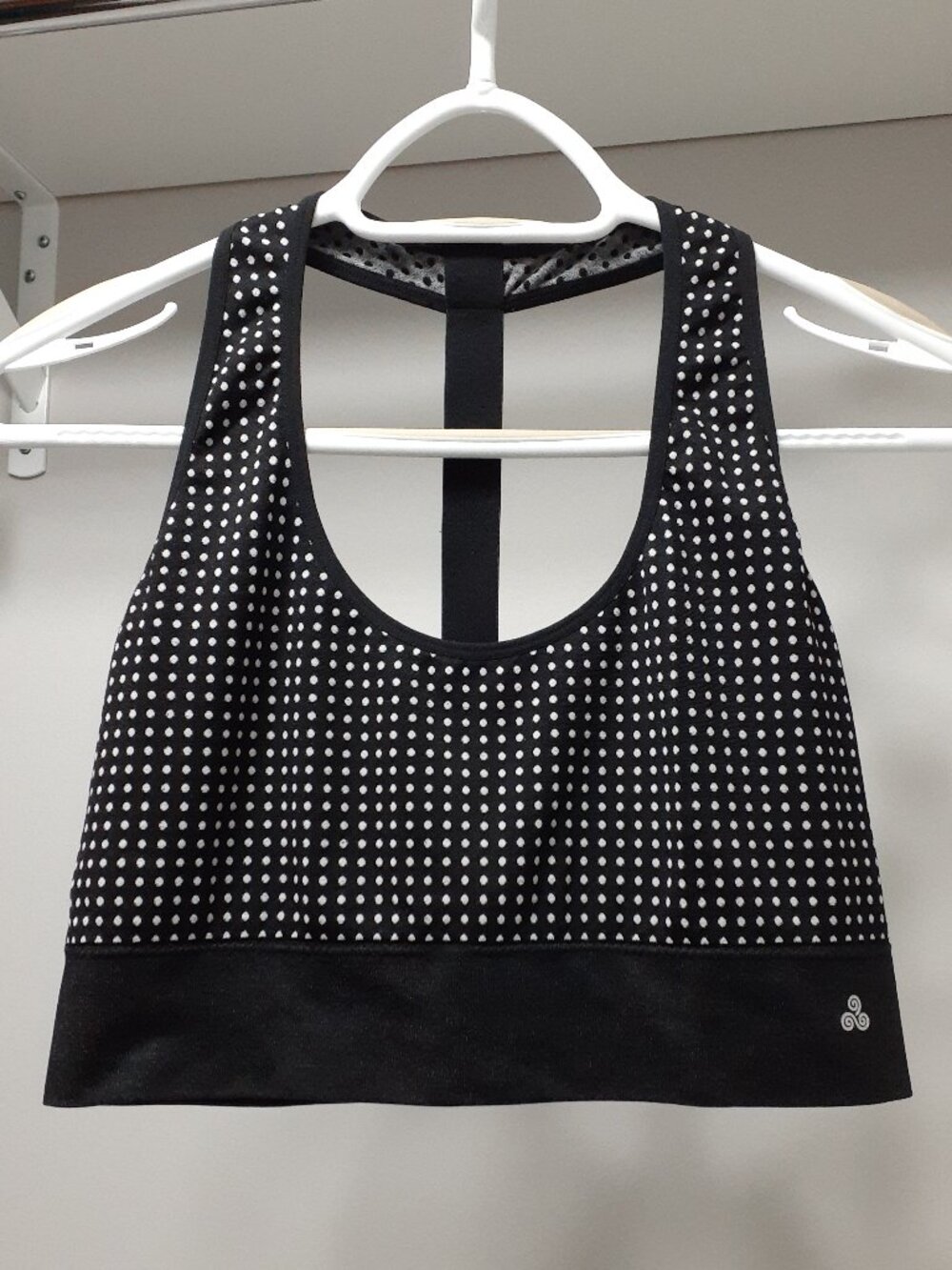 SPORTS BRA - Black with white dots - Power written down back strap